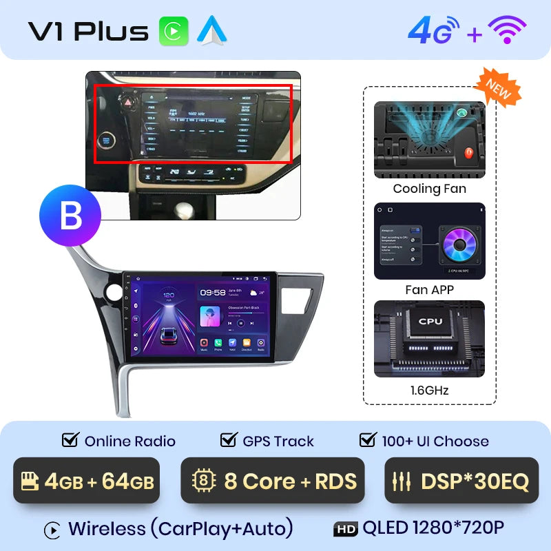 Radio Junsun V1pro con voz IA y Android Auto, multimedia para Toyota Corolla 11, Auris E180 (2017-2019), CarPlay, GPS, 2DIN 