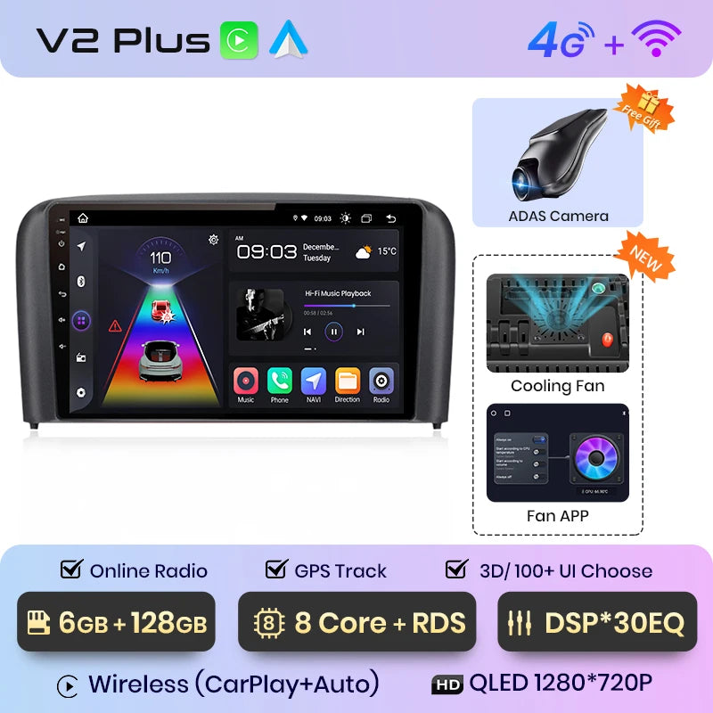 Junsun V1 Pro para Volvo S80 1998-2006 Radio de coche Android Reproductor de vídeo para coche CarPlay Android Auto GPS No 2 din DVD 2 din 