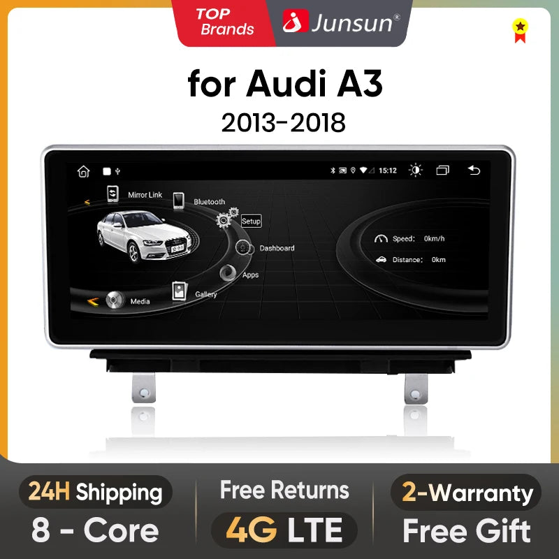 Junsun 10,25 Zoll Wireless CarPlay Autoradio Multimedia für Audi A3 2013-2018 2015 2016 4G Andorid Auto-Navigations-Player 