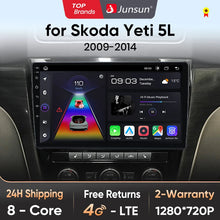 Radio Junsun V1 Plus para coche SKODA Yeti 5L 2009-2014 con CarPlay inalámbrico, Android Auto, sistema inteligente para coche, 2 DIN, DVD. 
