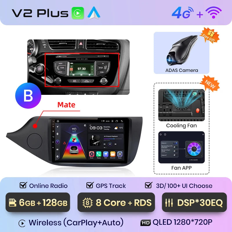 Junsun V1pro AI Voice 2 DIN Android Auto Radio para KIA CEED JD Cee'd 2012-2018 Carplay Car Multimedia GPS 2 DIN autorradio 