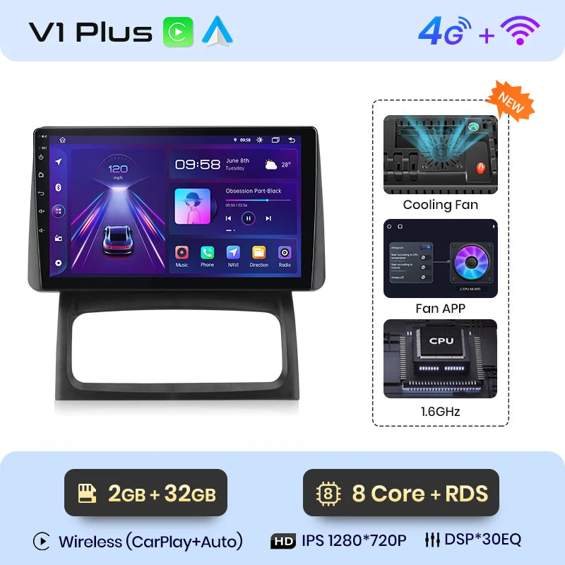 Junsun V1 Plus AI Voice - Radio inalámbrica Android para Renault Clio Campus 2009, Carplay 4G, GPS, 2 DIN 