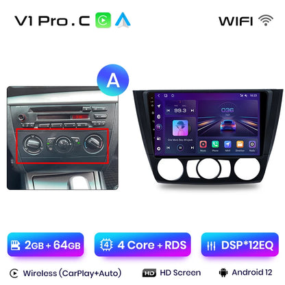 Junsun V1 AI Voice - Radio inalámbrica CarPlay Android Auto para BMW Serie 1, Serie 1, E87, E81, E82, E88 (2004-2011), 4G, GPS multimedia para coche 