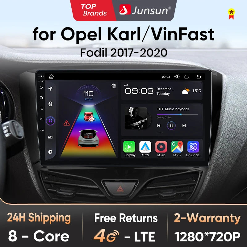 Radio Junsun CarPlay inalámbrica Android Auto para Opel Karl 2017 2018 2019 2020 con sistemas inteligentes RDS BT WiFi 2 DIN 
