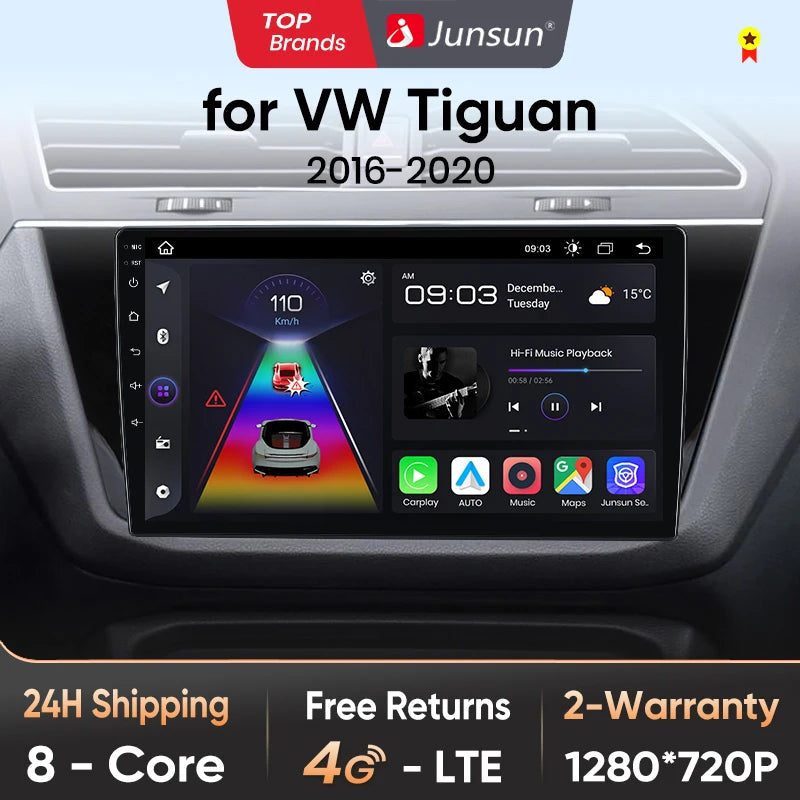 Junsun V1pro Android Auto Radio for VW Volkswagen Tiguan 2016-2020 Carplay 4G Car Multimedia GPS 2din autoradio