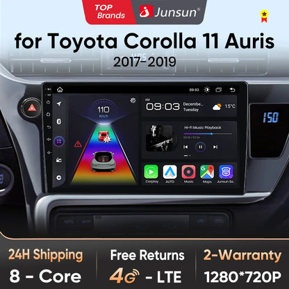 Radio Junsun V1pro con voz IA y Android Auto, multimedia para Toyota Corolla 11, Auris E180 (2017-2019), CarPlay, GPS, 2DIN 
