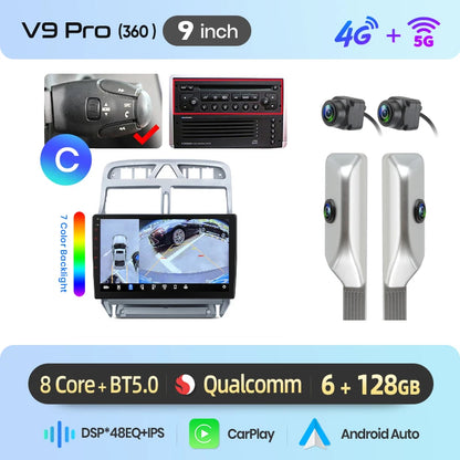 Junsun Wireless CarPlay Car Radio For Peugeot 307 307CC 307SW 2002 2003-2013 Android Multimedia