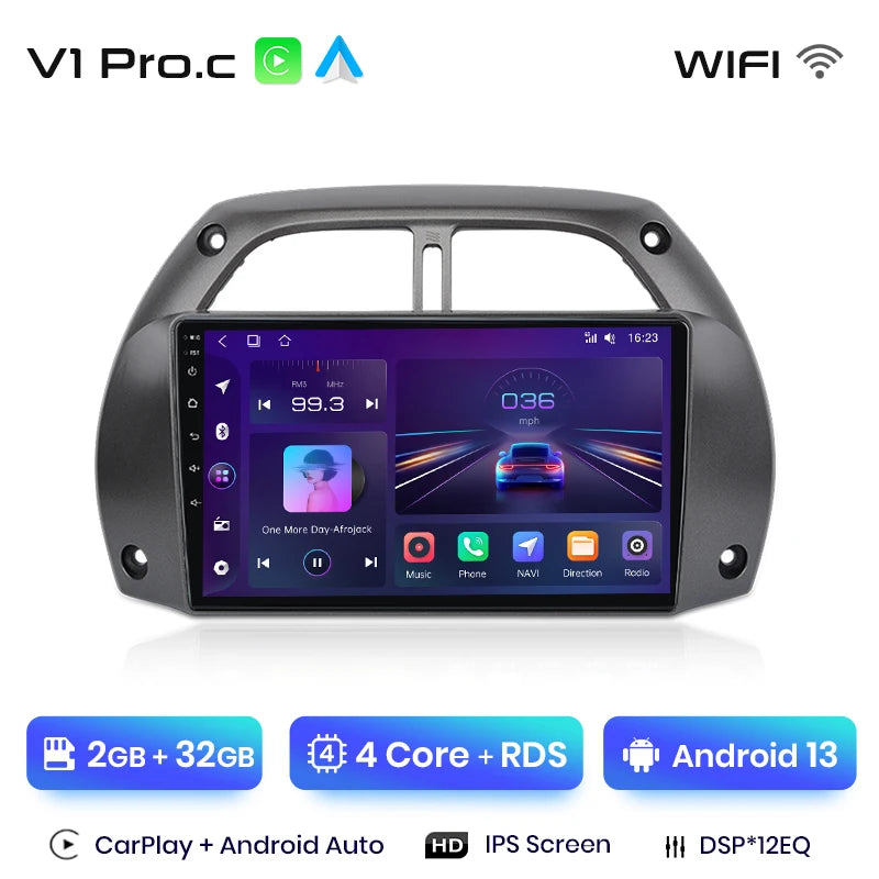 Junsun V1 Plus Car Radio For Toyota RAV4 2001 - 2005 wireless CarPlay Android Auto car intelligent systems No 2 din 2din DVD