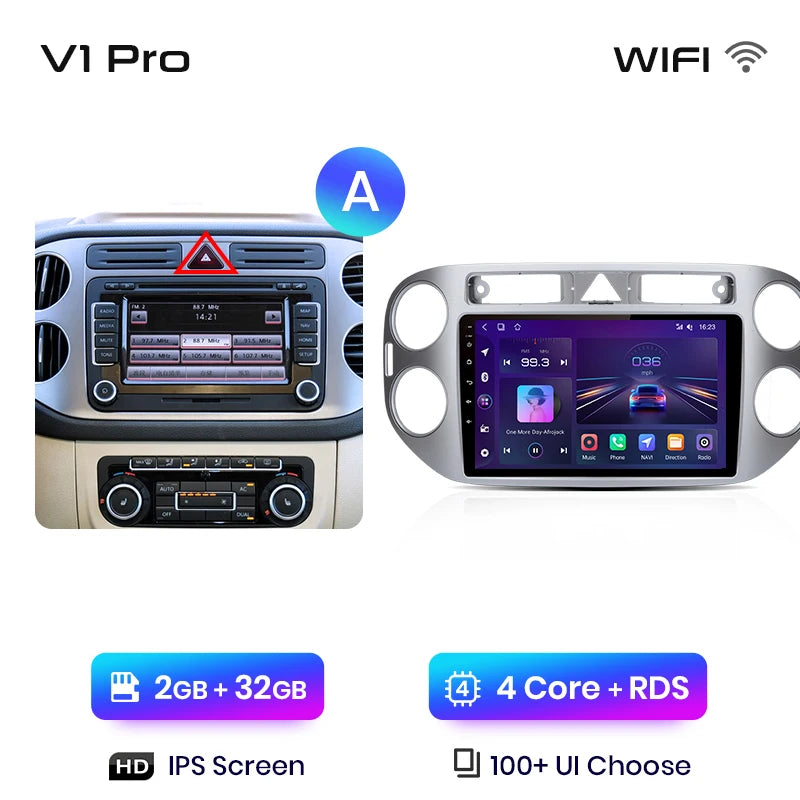 Junsun V1pro AI Voice 2 DIN Android Auto Radio para VW Volkswagen Tiguan 1 NF 2006-2016 Carplay Car Multimedia GPS 2 DIN autorradio 