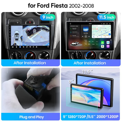 Junsun Wireless CarPlay Car Radio For Ford Fiesta 2002 2003 2004 2005-2008 Android Multimedia