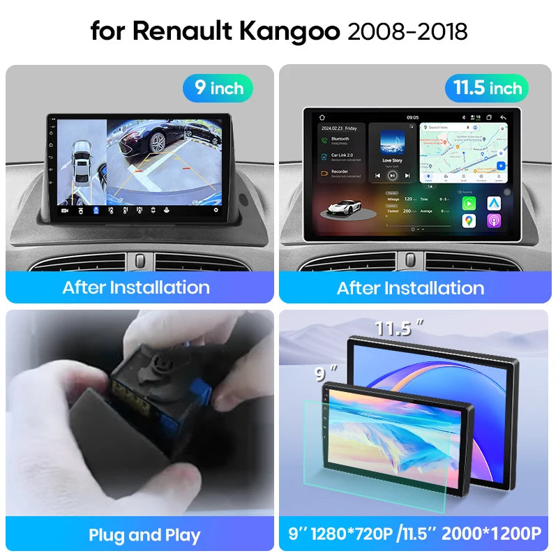 Junsun Wireless CarPlay Car Radio For Renault Kangoo 2008 2009 2010 2011-2018 Android Multimedia