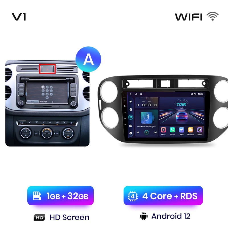 Junsun V1pro AI Voice 2 DIN Android Auto Radio para VW Volkswagen Tiguan 1 NF 2006-2016 Carplay Car Multimedia GPS 2 DIN autorradio 