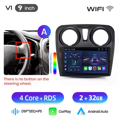 Junsun Wireless CarPlay Car Radio For Renault Logan 2 Sandero 2014 2015 2016-2019 Android Multimedia