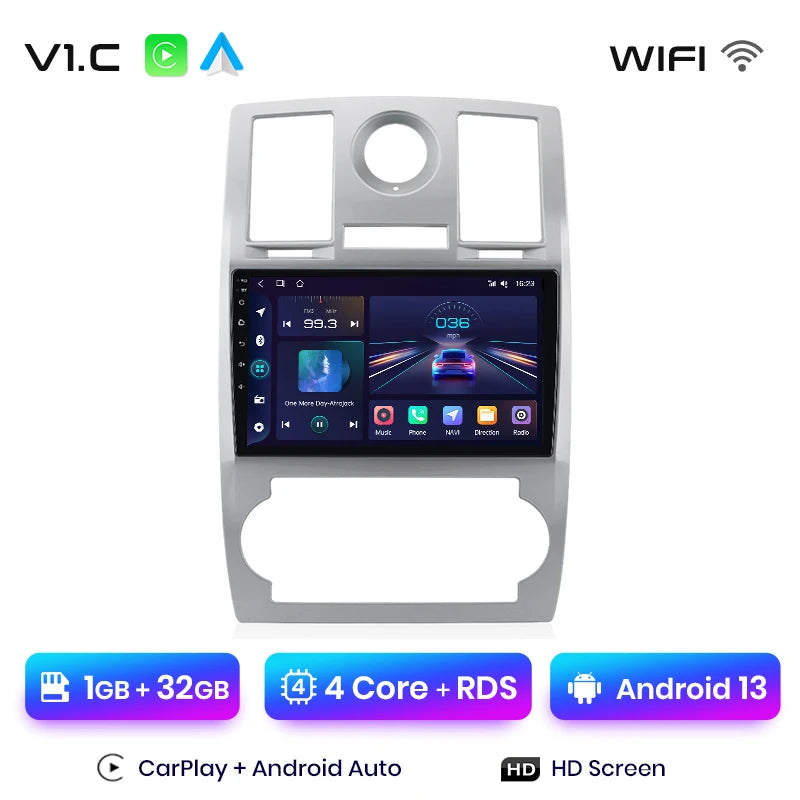 Radio Junsun para Chrysler 300C Aspen 2004-2008 con CarPlay inalámbrico, Android Auto, sistema inteligente para coche, 2 DIN, DVD. 