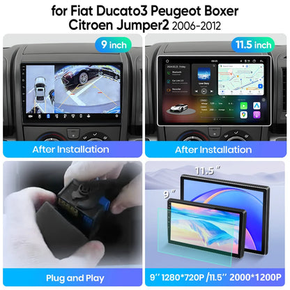 Junsun Wireless CarPlay Car Radio For Fiat Ducato Peugeot Boxer 2 Citroen Jumper 2 2006-2013 Android Multimedia