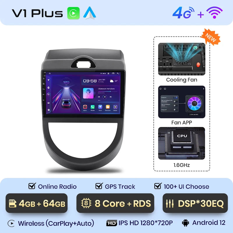 Junsun V1 AI Voice Wireless CarPlay Android Auto Radio For Kia Soul AM 2008-2011 4G Car Multimedia GPS 2din autoradio
