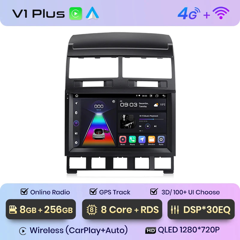 Junsun V1pro AI Voice 2 din Android Auto Radio for Volkswagen Touareg 2002-2010  Carplay 4G Car Multimedia GPS 2din autoradio
