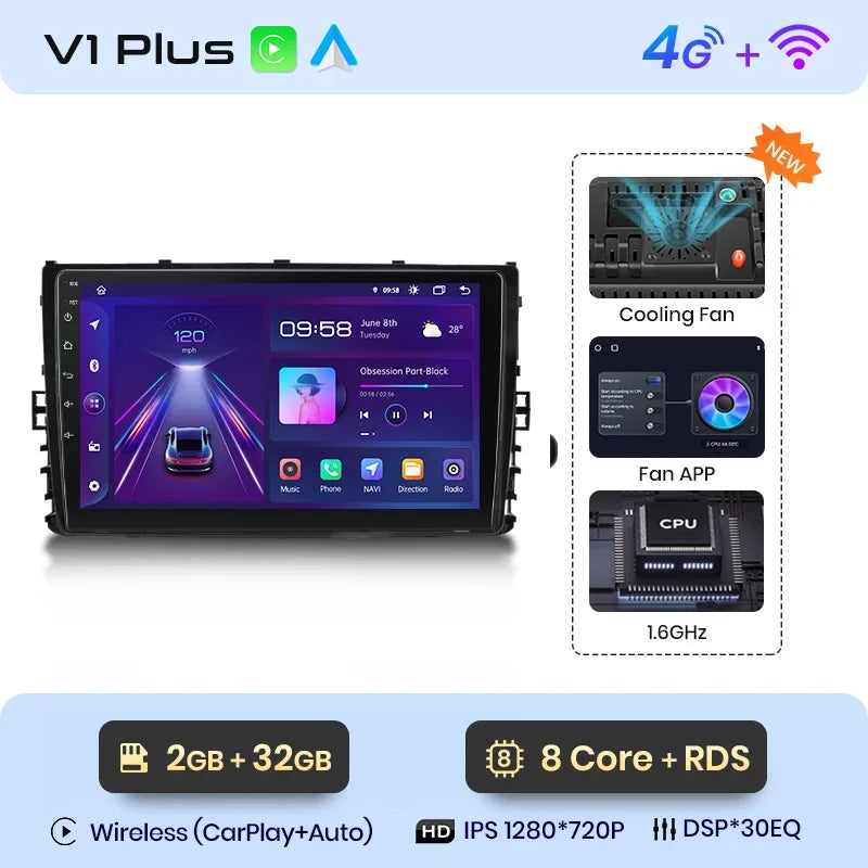 Junsun inalámbrico CarPlay Android Auto Radio para Volkswagen VW MQB POLO VI Jetta MK7 T6 Bora 2018, 2019, 2020, 2021 4G 2 din RDS BT 