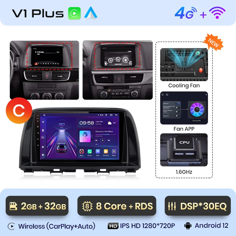 Junsun V1pro AI Voice 2 din Android Auto Radio For Mazda CX-5 2012-2015  Carplay 4G Car Multimedia GPS 2din autoradio