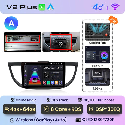 Junsun V1pro AI Voice 2 din Android Auto Radio para Honda CRV CR-V 2012-2016 Carplay coche Multimedia GPS 2din autoradio 