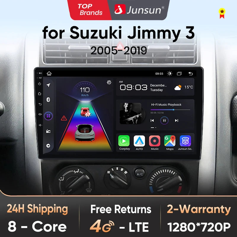 Junsun V1pro AI Voice - Radio para coche, reproductor multimedia Android Auto para Suzuki Jimny 3 2005-2019, Carplay 4G RDS 2DIN, GPS, autorradio 
