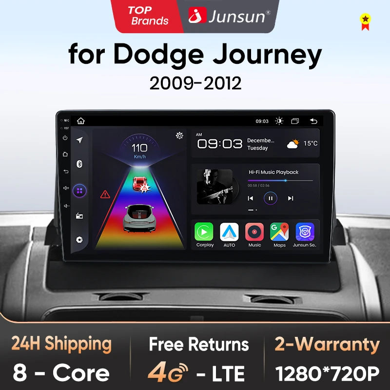 Junsun Wireless CarPlay Android Auto Radio For Dodge Journey 2009 2010 2011 2012 Car Intelligent Systems RDS BT WiFi 2 din
