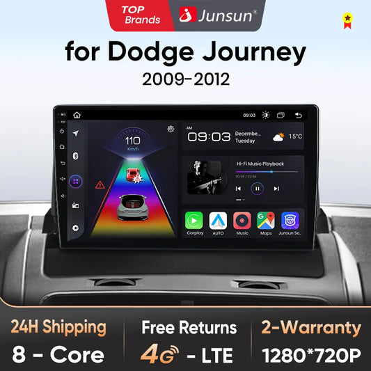 Radio Junsun CarPlay inalámbrica Android Auto para Dodge Journey 2009-2012 con sistema inteligente RDS, Bluetooth, WiFi, 2 DIN 