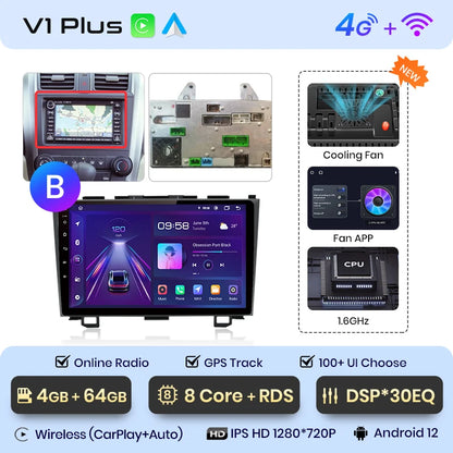 Radio de coche Junsun V1 con CarPlay inalámbrico y Android Auto para Honda CR-V 3 RE CRV 2007-2011, GPS, sistemas inteligentes para coche, autorradio inteligente. 