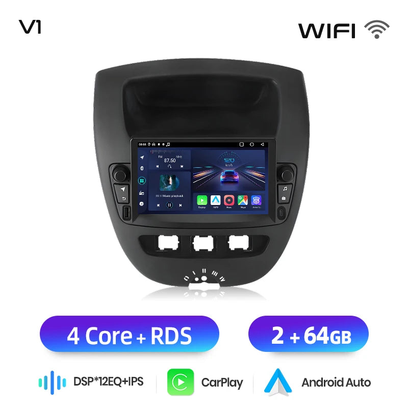 Junsun Wireless CarPlay Car Radio for Peugeot 107 Toyota Aygo Citroen C1 2005-2014 Android Multimedia