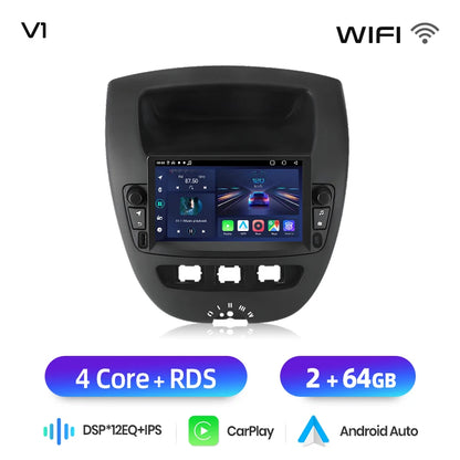 Junsun Wireless CarPlay Car Radio for Peugeot 107 Toyota Aygo Citroen C1 2005-2014 Android Multimedia