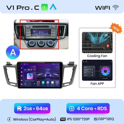 Junsun V1pro AI Voice 2 din Android Auto Radio para Toyota RAV4 RAV 4 2012 - 2018 Carplay 4G coche Multimedia GPS 2din autoradio 