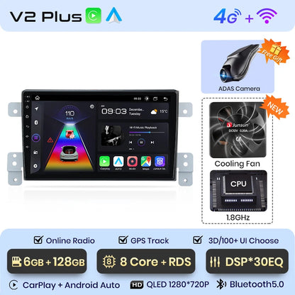 Radio Junsun para Suzuki Grand Vitara 3 (2005-2015), inalámbrica, CarPlay, Android Auto, sistema inteligente, 2 DIN, DVD. 