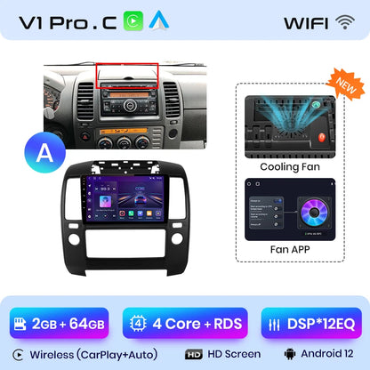 Junsun V1pro AI Voice 2 DIN Android Auto Radio para Nissan NAVARA 2006-2012 Carplay 4G Car Multimedia GPS 2 DIN Autoradio 