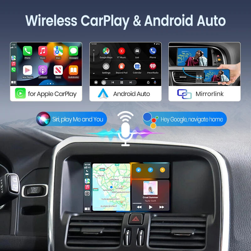 Junsun Wireless Carplay for Volvo, Android Auto, Airplay, Mirror Link, Car Accessories, Models For XC60, S60, V40, V60, XC90, S