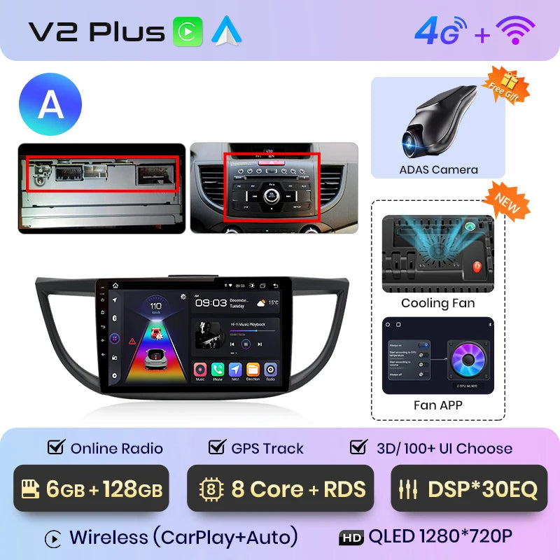 Junsun V1pro AI Voice 2 din Android Auto Radio para Honda CRV CR-V 2012-2016 Carplay coche Multimedia GPS 2din autoradio 