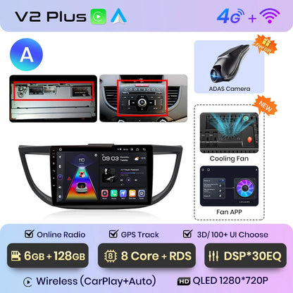 Junsun V1pro AI Voice 2 din Android Auto Radio para Honda CRV CR-V 2012-2016 Carplay coche Multimedia GPS 2din autoradio 