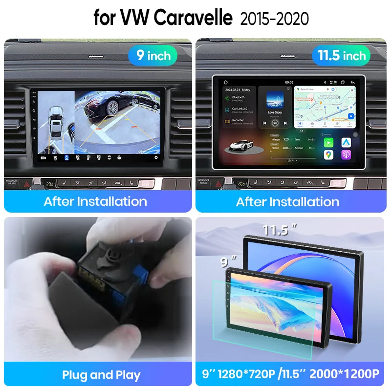 Junsun Wireless CarPlay Car Radio For VW Transporter Caravelle T6 MULTIVAN 2015 -2020 Android Multimedia