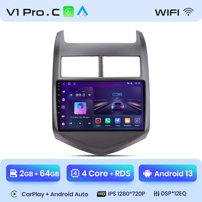 Radio Junsun V1 Plus para Chevrolet Aveo 2 Sonic T300 2011-2015 con CarPlay inalámbrico, Android Auto, 2 DIN, DVD. 
