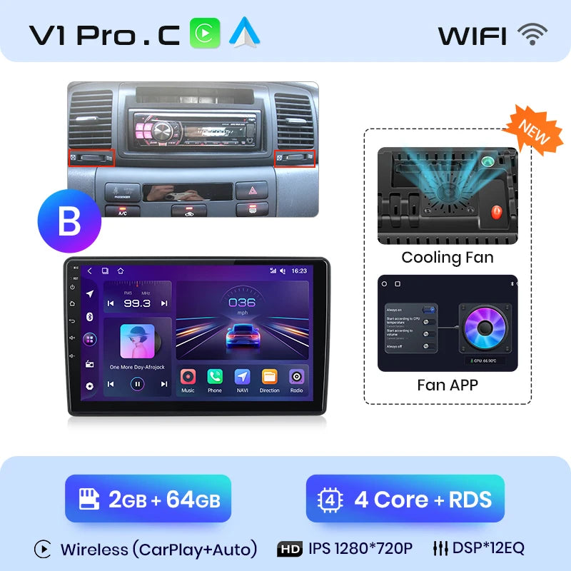 Junsun V1pro AI Voice Android Auto Radio For Toyota Corolla E130 E120 2000-2004 Carplay 4G Car Multimedia GPS 2din autoradio