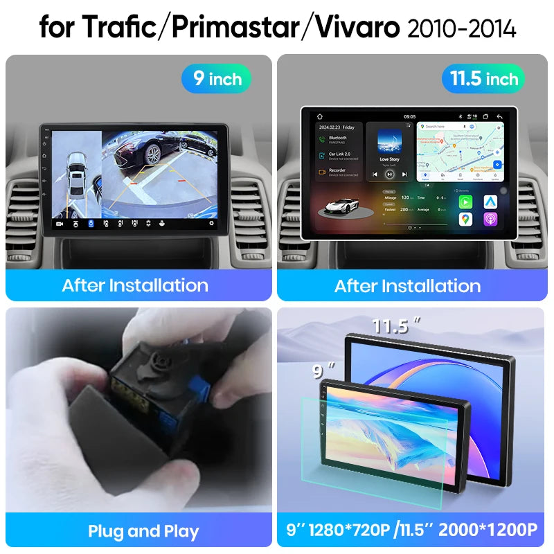 Junsun Wireless CarPlay Car Radio For Trafic Primastar Vivaro 2010 2011-2014 Android Multimedia