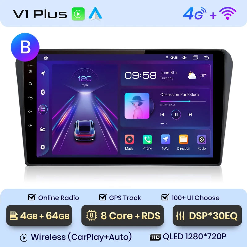 Junsun V1pro AI Voice 2 DIN Android Auto Radio para Toyota Avensis T25 2002-2008 Carplay Car Multimedia GPS 2 DIN autorradio 