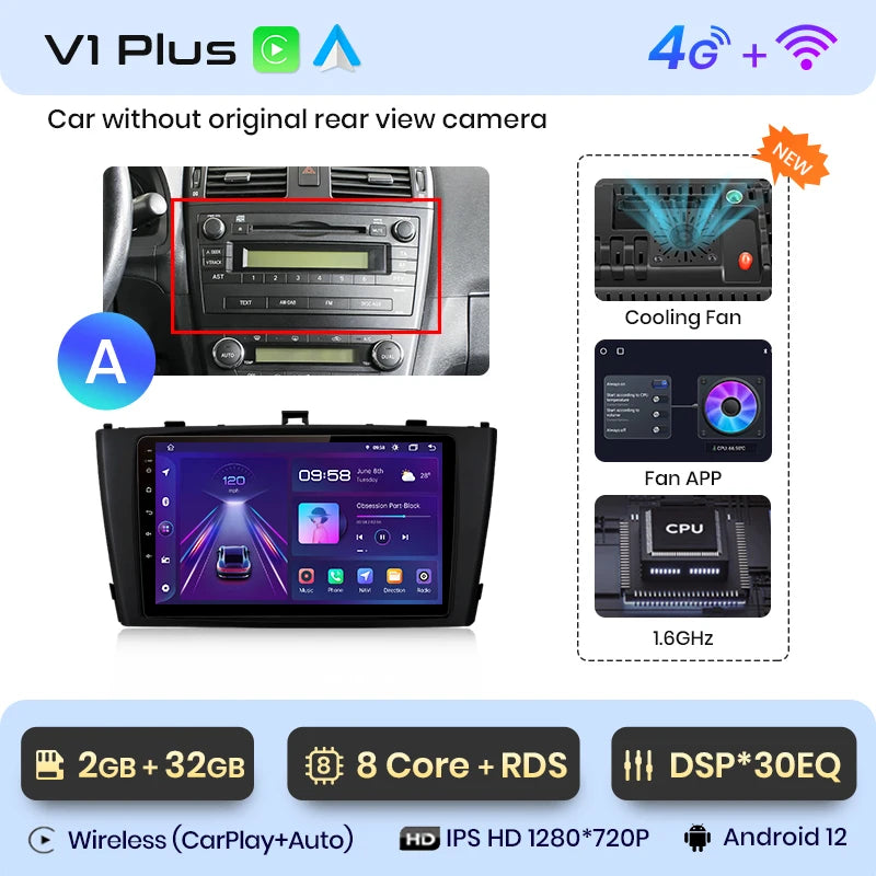 Junsun V1pro AI Voice 2 din Android Auto Radio For Toyota Avensis T27 2008-2015 Carplay 4G Car Multimedia GPS 2din autoradio