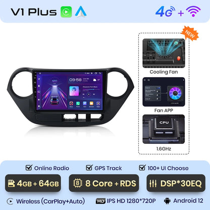 Junsun V1pro AI Voice 2 DIN Android Auto Radio para Hyundai Grand I10 2013-2016 Carplay 4G Car Multimedia GPS 2 DIN Autoradio 