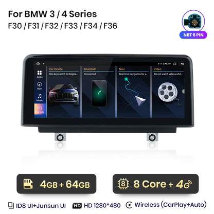 Junsun Wireless CarPlay Andorid Auto Car Radio For BMW Series 1 2 3 4 F20 F21 F22 F30 F31 F32 F33 F34 F36 GPS 4G WiFi Multimedia