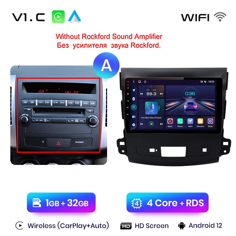 Radio Junsun V1pro 2 DIN Android Auto para Mitsubishi Outlander XL 2 2005-2011 Citroën C-Crosser con Carplay y reproductor multimedia para coche. 