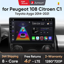 Radio Junsun V1 Plus para Peugeot 108, Citroën C1 y Toyota Aygo (2014-2021), inalámbrica, CarPlay, Android Auto, 2 DIN, DVD.