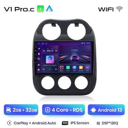 Radio Junsun para coche JEEP Compass Patriot 2010-2016 con CarPlay inalámbrico, Android Auto, sistema inteligente para coche, 2 DIN, DVD. 