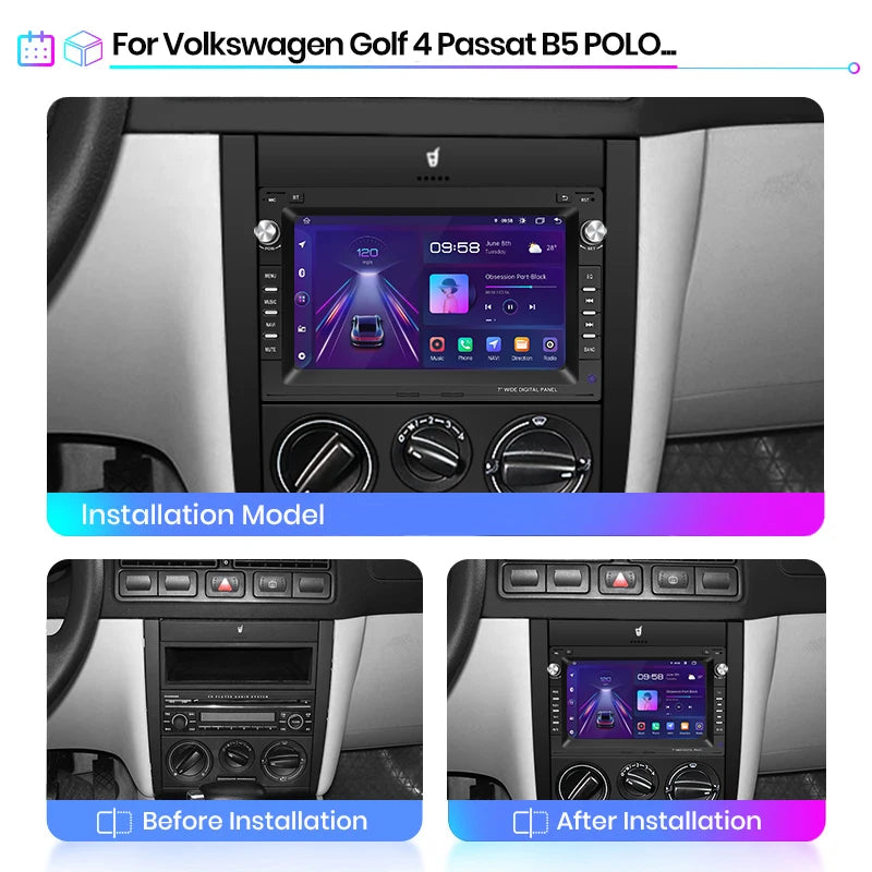 Junsun CarPlay Android Auto Car Intelligent Systems for VW Golf 4 Passat POLO Transport T5 Multivan Seat Jetta Autoradio