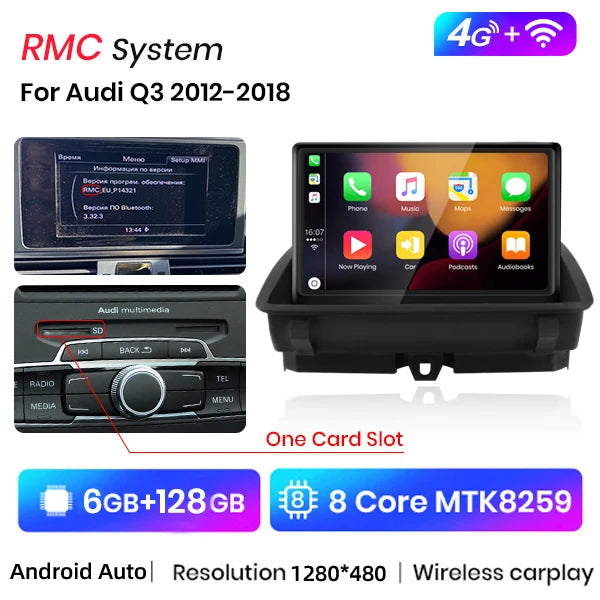 Junsun 8 inch CarPlay For Apple Car Radio Multimedia For Audi Q3 2012-2018 4G LTE WIFI Bluetooth Wireless Android Auto Stereo