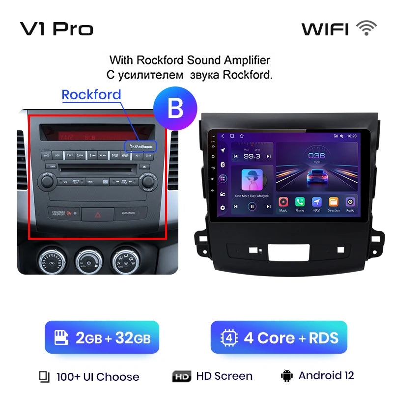 Radio Junsun V1pro 2 DIN Android Auto para Mitsubishi Outlander XL 2 2005-2011 Citroën C-Crosser con Carplay y reproductor multimedia para coche. 